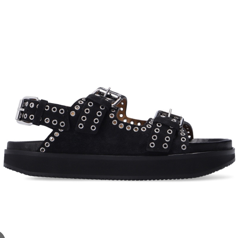 Isabel Marant Ophie studded black suede sandal embellished slide with backstrap